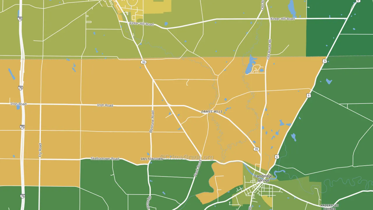 Drakes Mills, PA Map of Vehicle Theft Rates