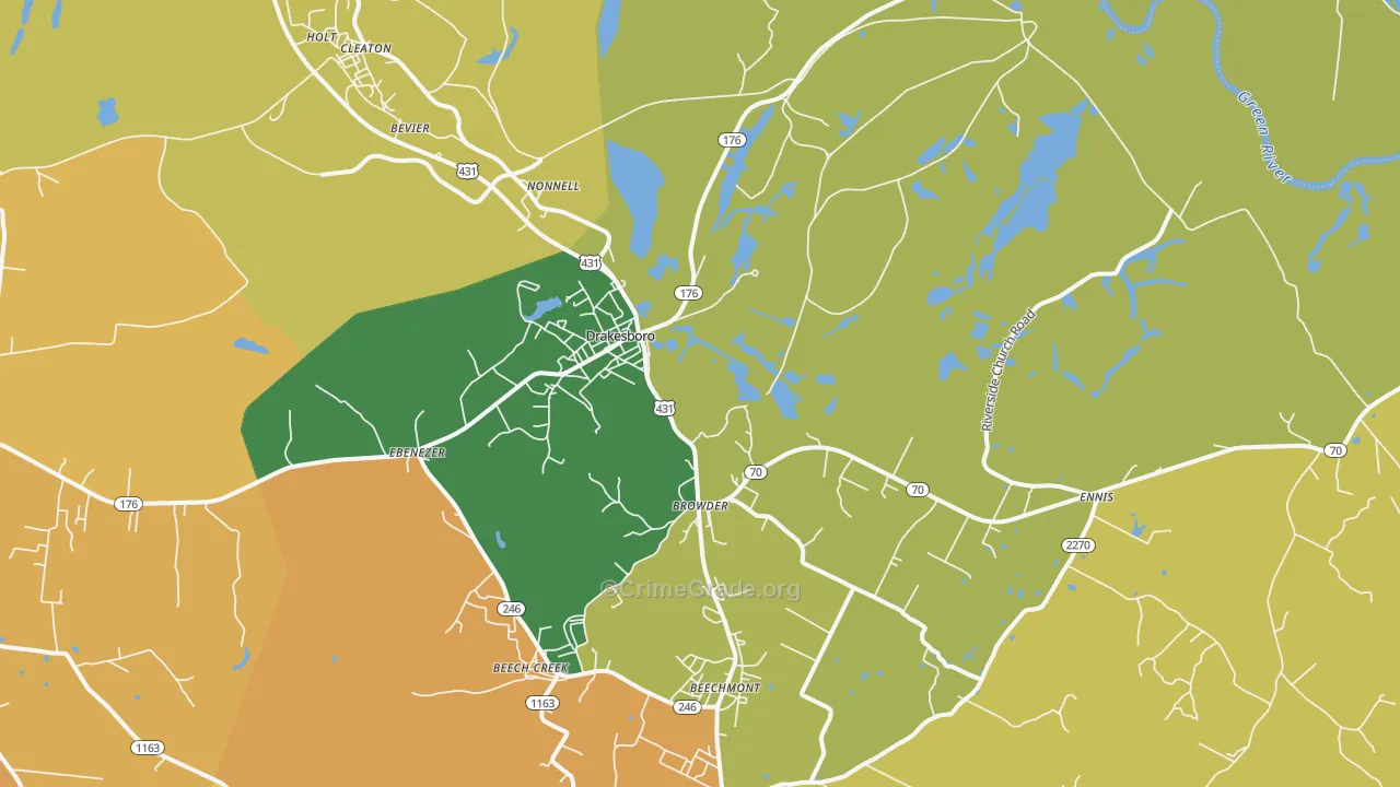 Drakesboro, KY Map of Vehicle Theft Rates