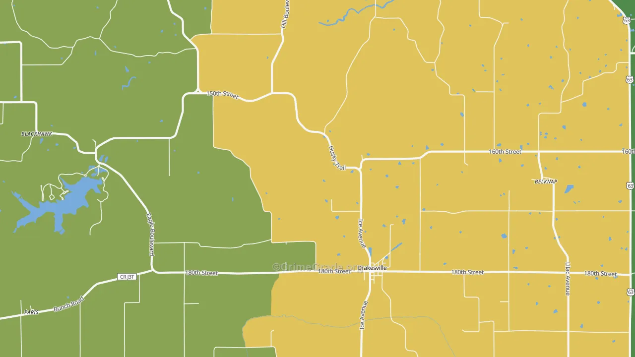 Drakesville, IA Map of Vehicle Theft Rates
