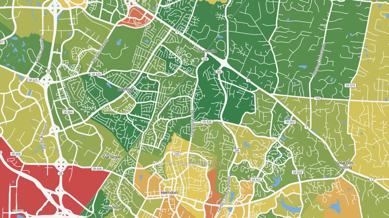 Dranesville, VA Map of Vehicle Theft Rates