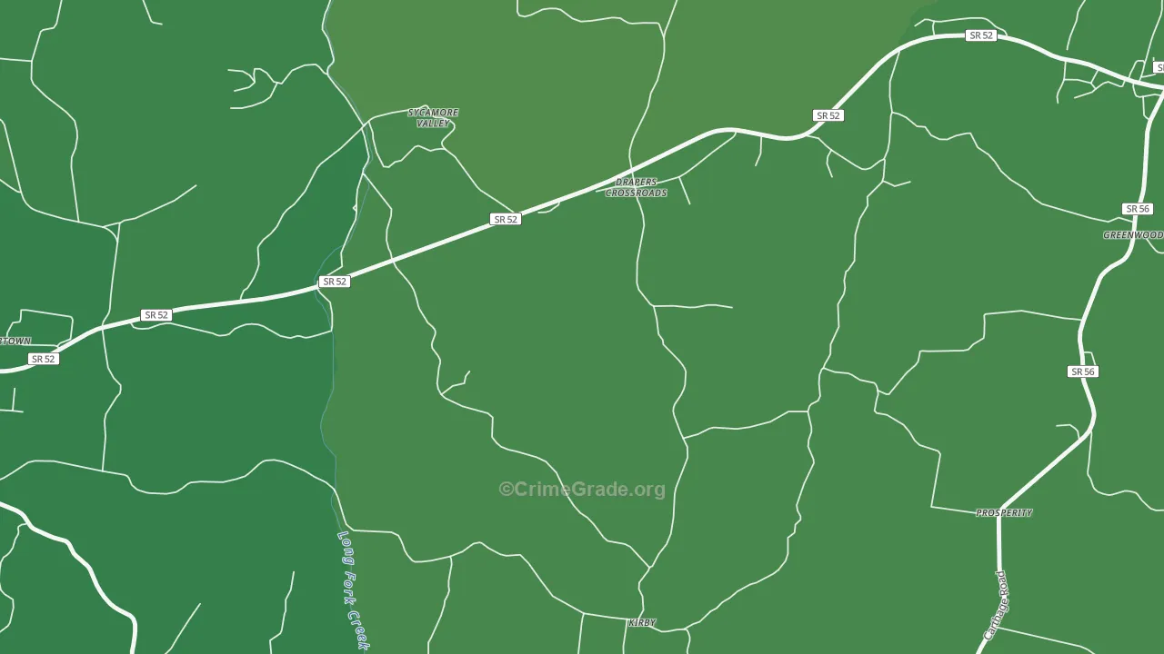 Drapers Crossroads, TN Map of Vehicle Theft Rates