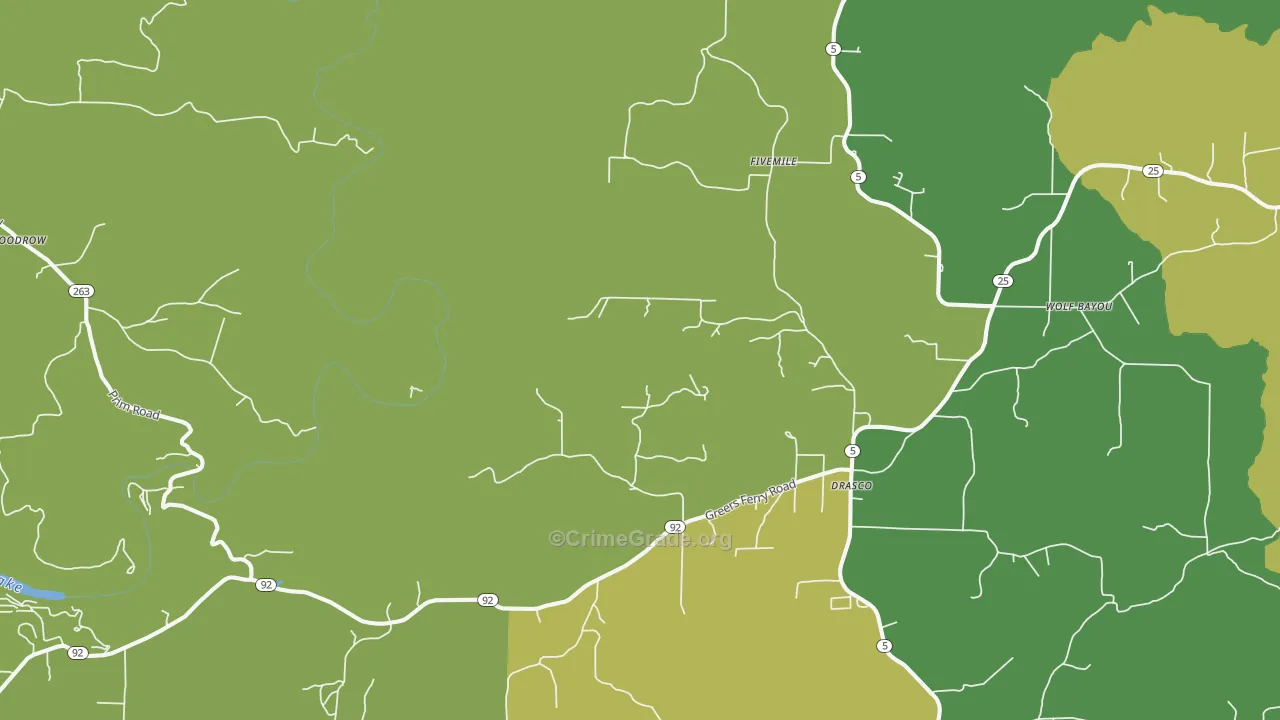 Drasco, AR Map of Vehicle Theft Rates