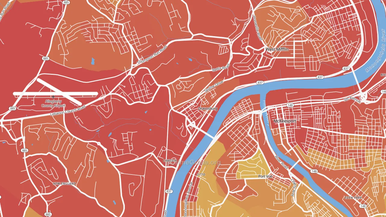 Dravosburg, PA Map of Vehicle Theft Rates