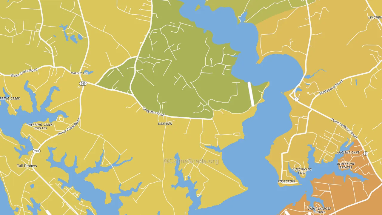 Drayden, MD Map of Vehicle Theft Rates