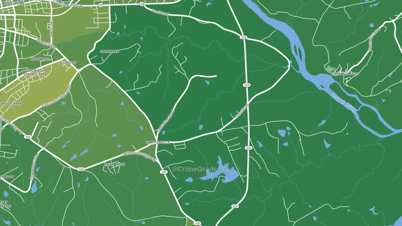Draytonville, SC Map of Vehicle Theft Rates