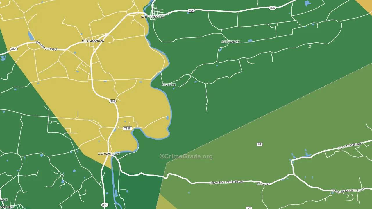 Drehersville, PA Map of Vehicle Theft Rates