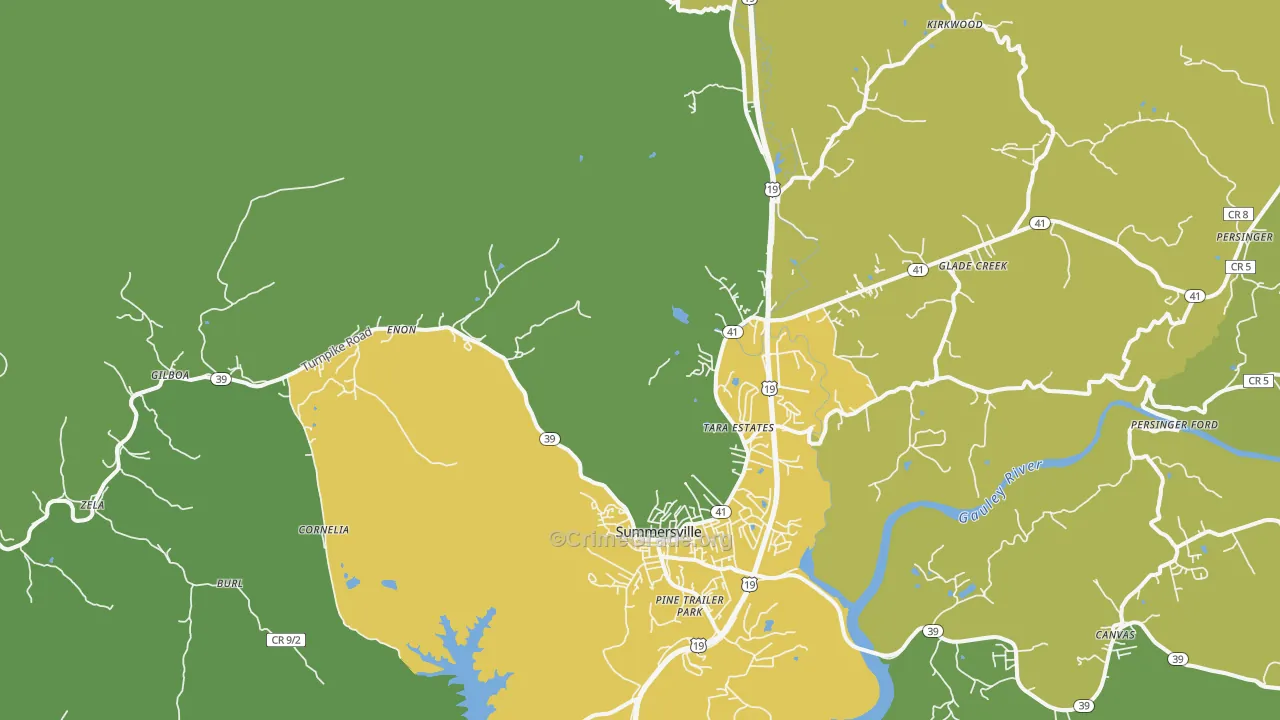 Drennen, WV Map of Vehicle Theft Rates