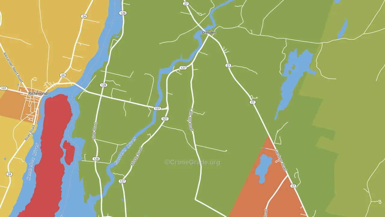 Dresden, ME Map of Vehicle Theft Rates