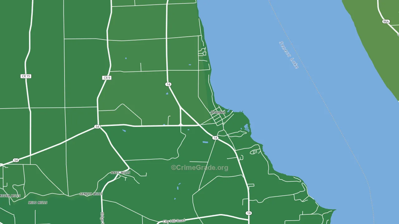 Dresden, NY Map of Vehicle Theft Rates