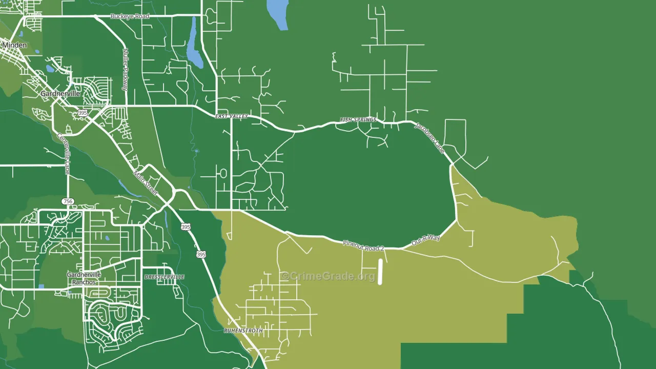 Dresslerville, NV Map of Vehicle Theft Rates