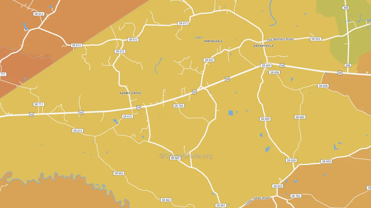 Drewryville, VA Map of Vehicle Theft Rates