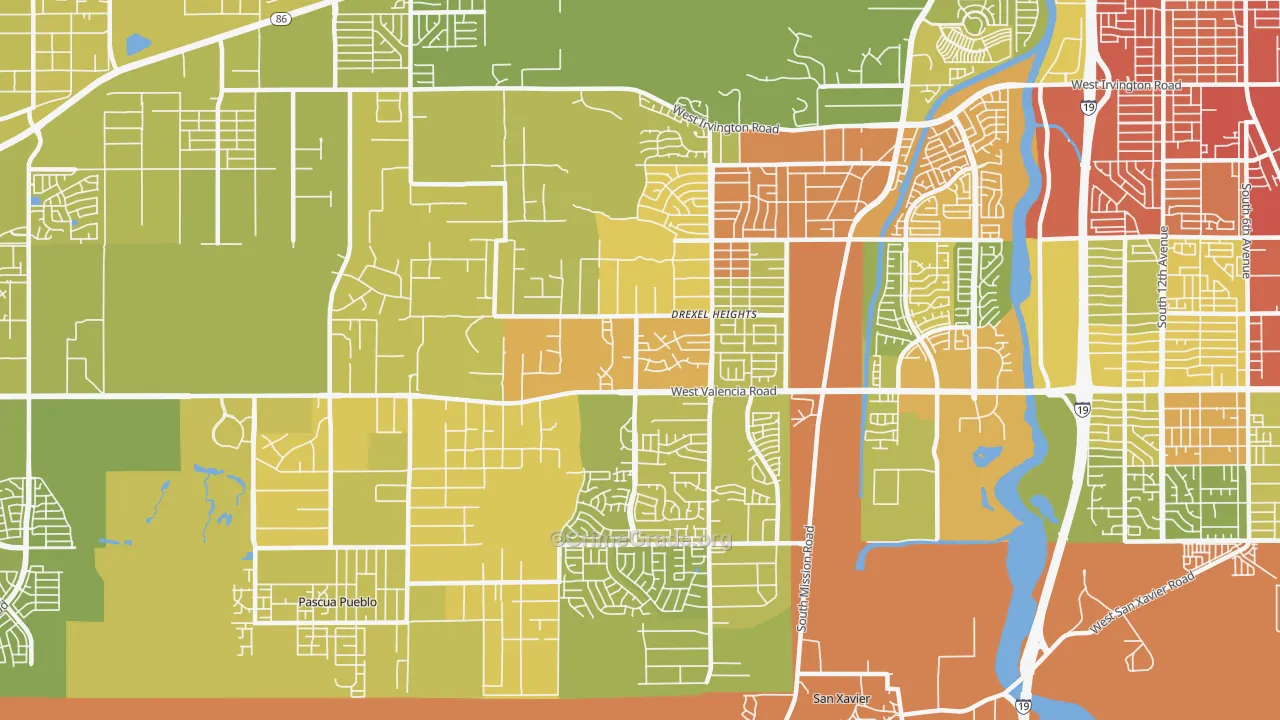 Drexel Heights, AZ Map of Vehicle Theft Rates