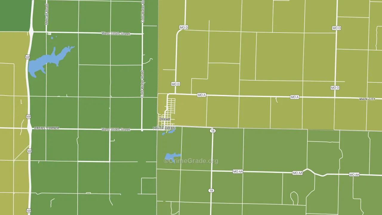 Drexel, MO Map of Vehicle Theft Rates