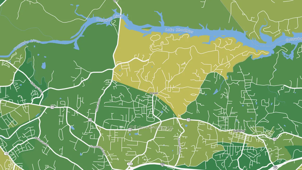 Drexel, NC Map of Vehicle Theft Rates