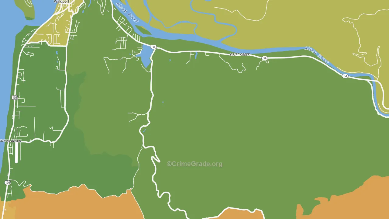 Drift Creek, OR Map of Vehicle Theft Rates