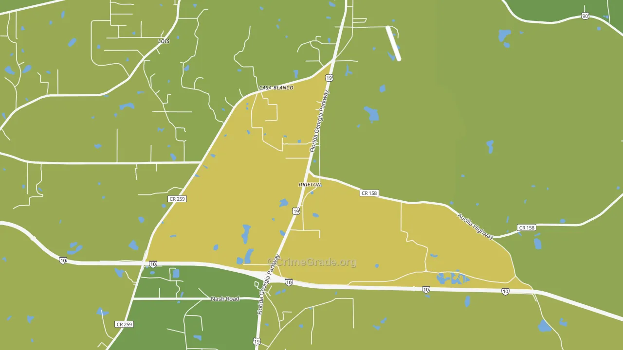 Drifton, FL Map of Vehicle Theft Rates