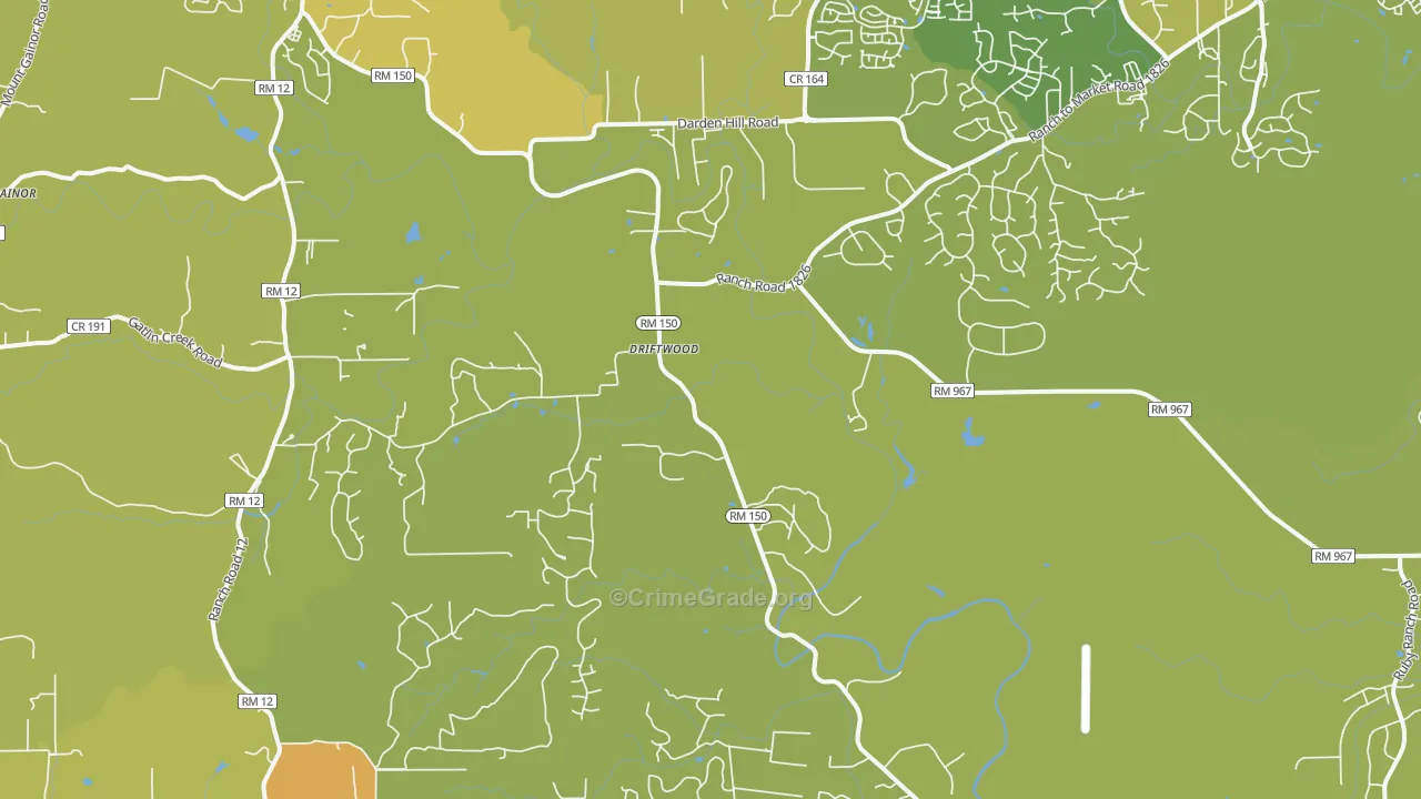 Driftwood, TX Map of Vehicle Theft Rates