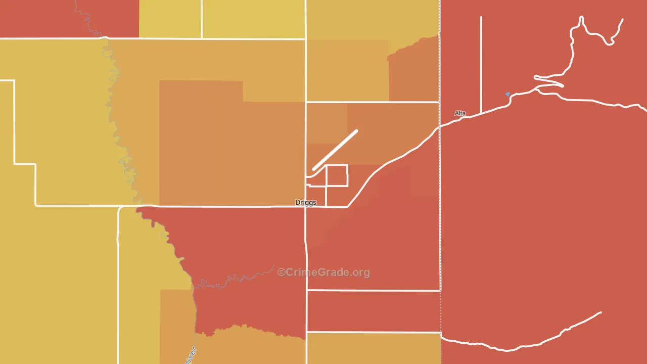 Driggs, ID Map of Vehicle Theft Rates