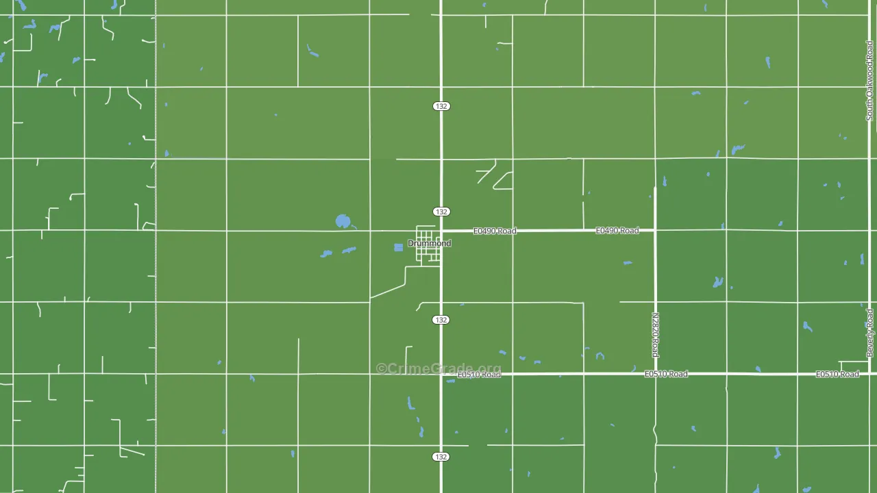 Drummond, OK Map of Vehicle Theft Rates