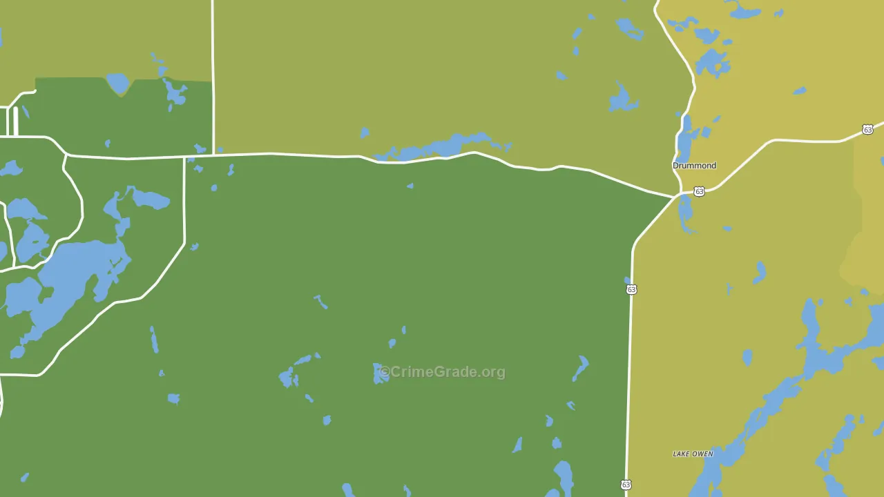 Drummond, WI Map of Vehicle Theft Rates