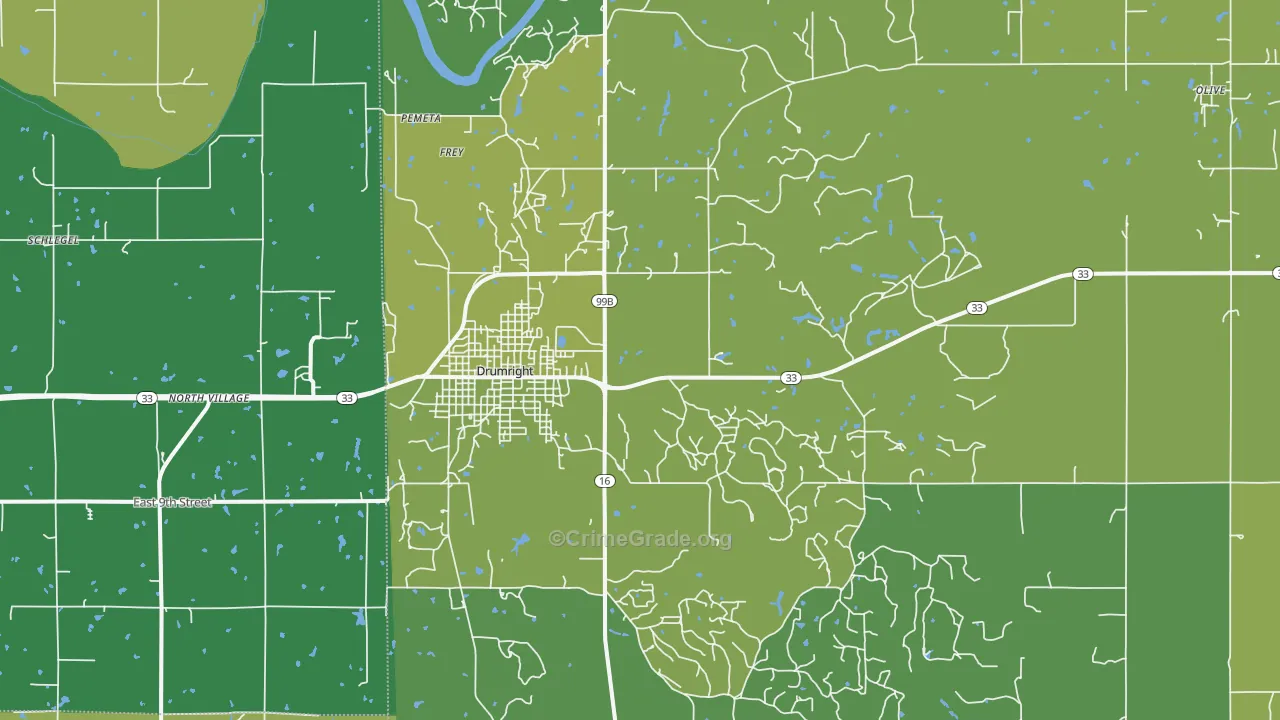 Drumright, OK Map of Vehicle Theft Rates