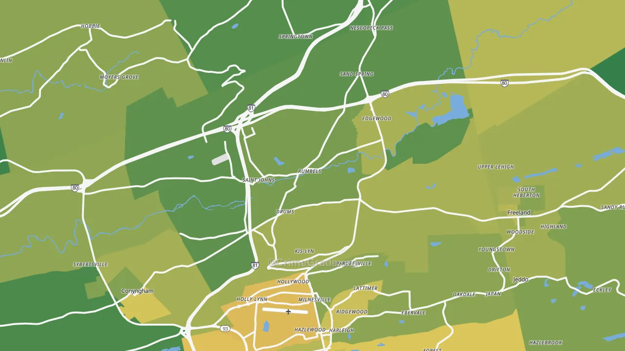Drums, PA Map of Vehicle Theft Rates