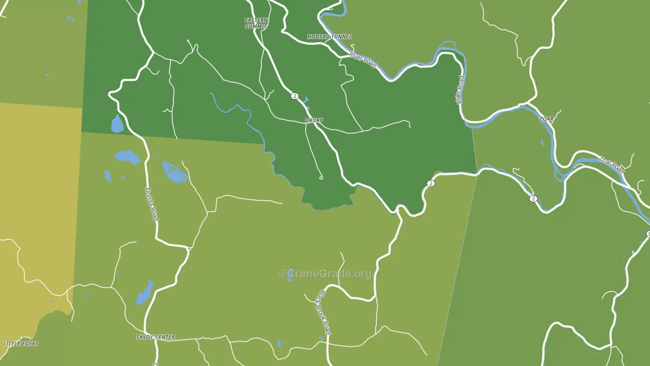 Drury, MA Map of Vehicle Theft Rates