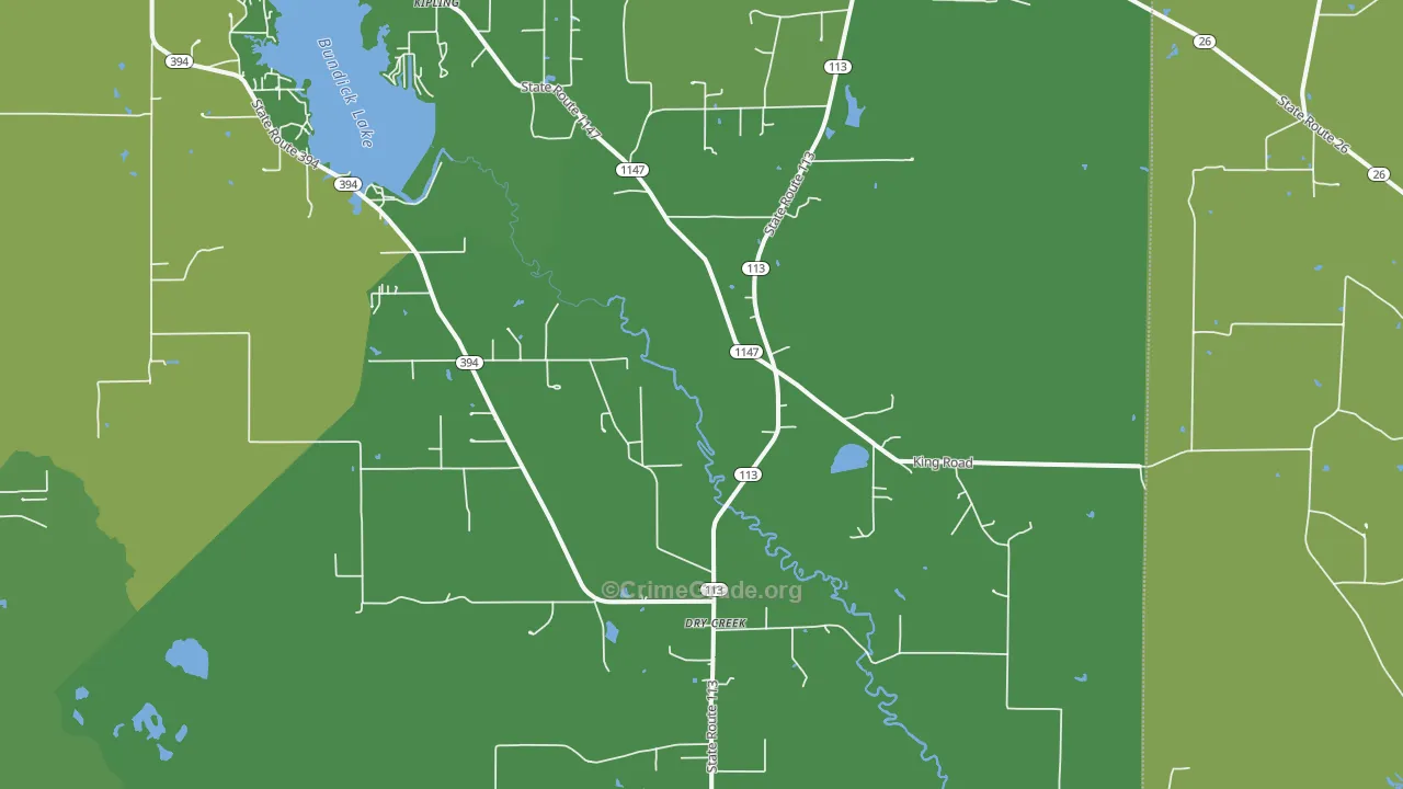 Dry Creek, LA Map of Vehicle Theft Rates