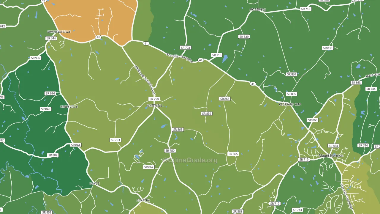 Dry Fork, VA Map of Vehicle Theft Rates