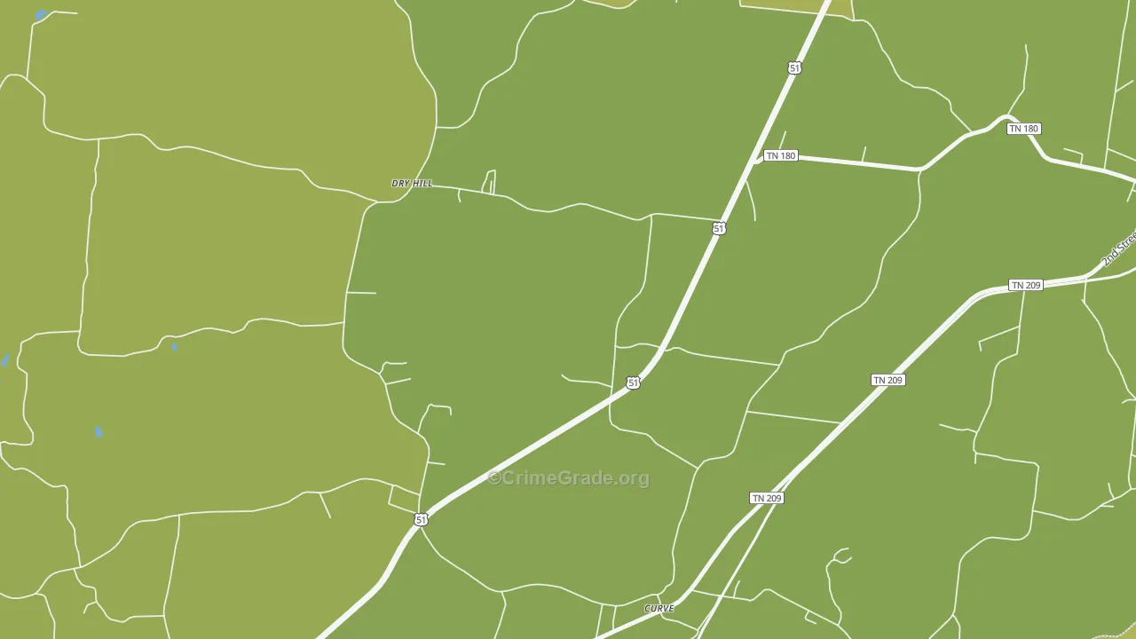 Dry Hill, TN Map of Vehicle Theft Rates