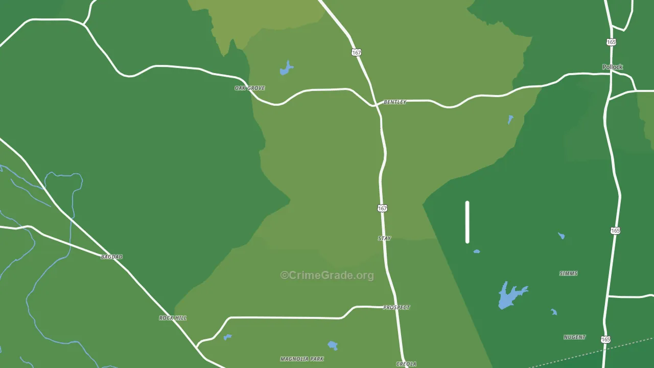 Dry Prong, LA Map of Vehicle Theft Rates
