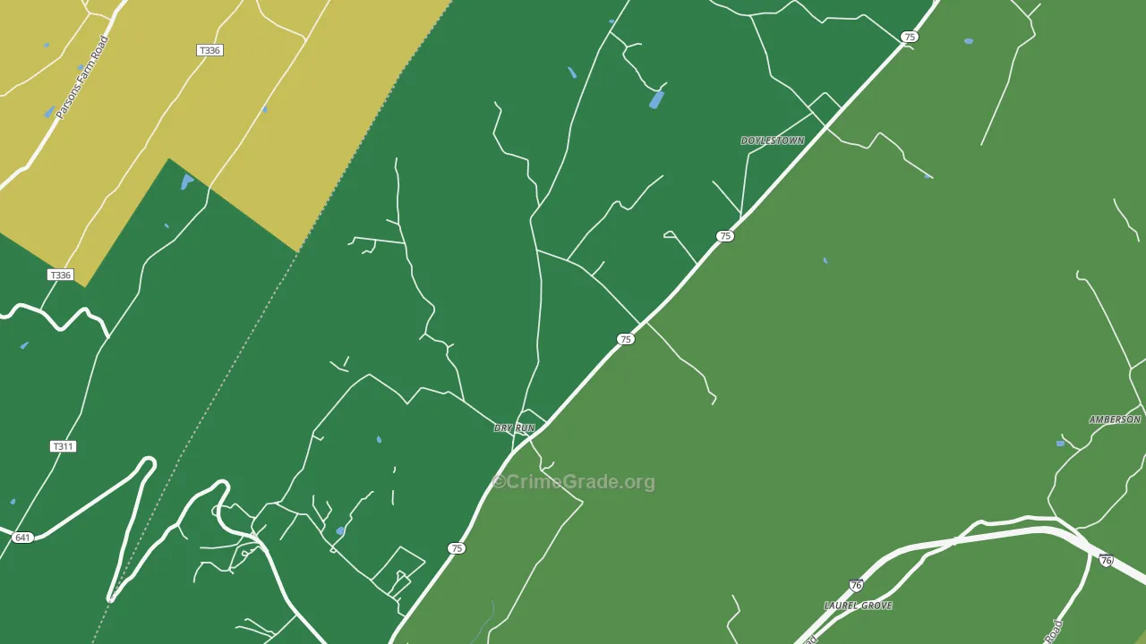 Dry Run, PA Map of Vehicle Theft Rates