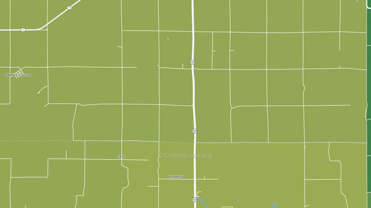 Dry Wood, KS Map of Vehicle Theft Rates
