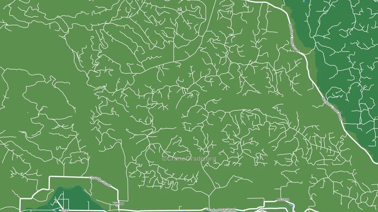 Dryad, WA Map of Vehicle Theft Rates