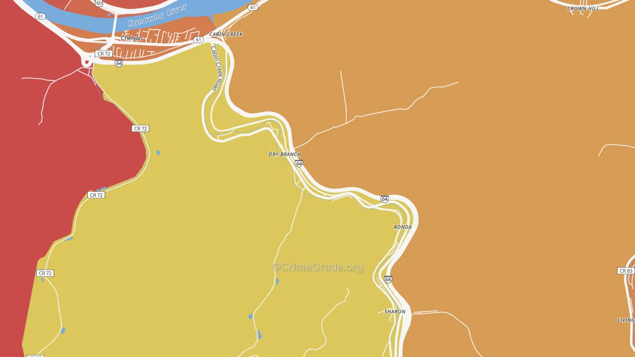 Drybranch, WV Map of Vehicle Theft Rates