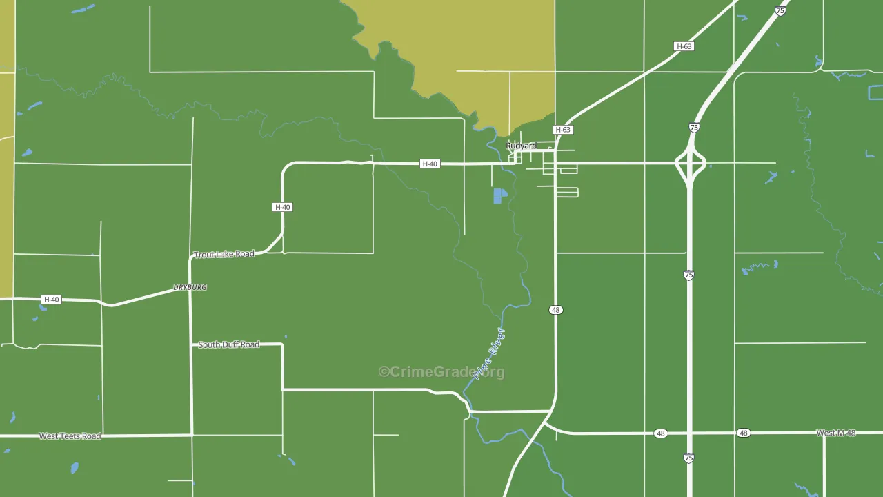 Dryburg, MI Map of Vehicle Theft Rates