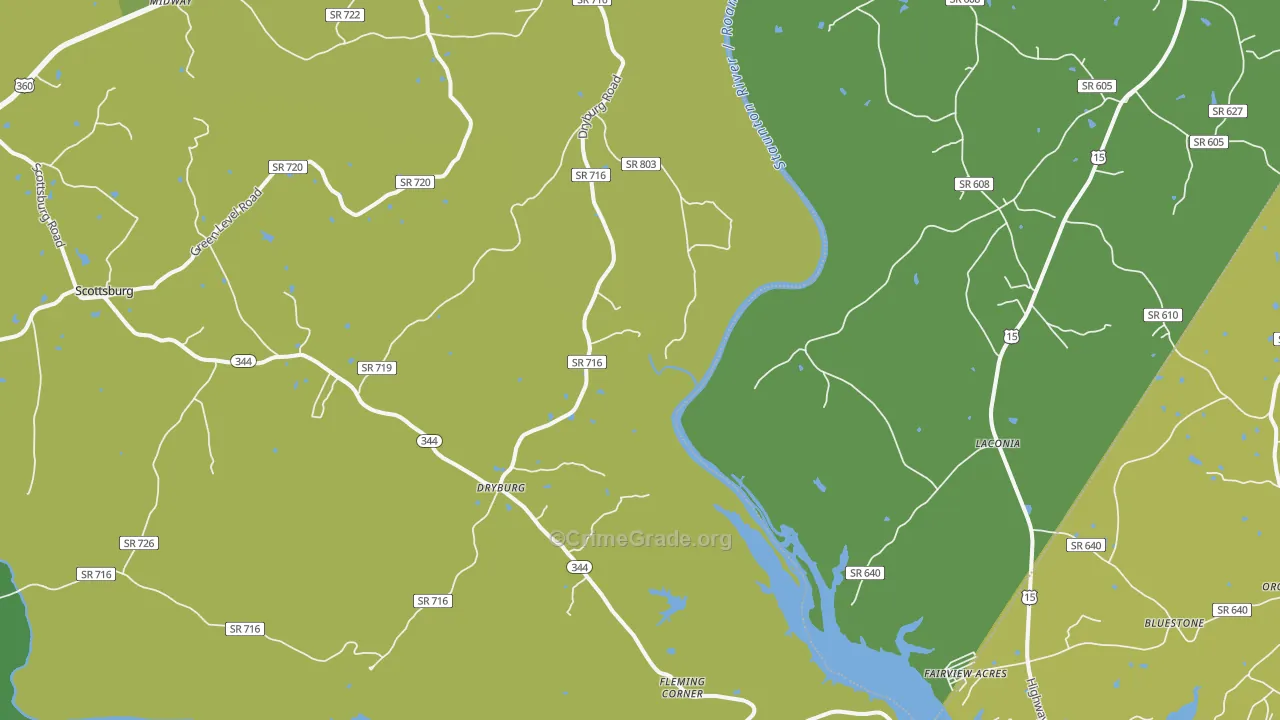 Dryburg, VA Map of Vehicle Theft Rates