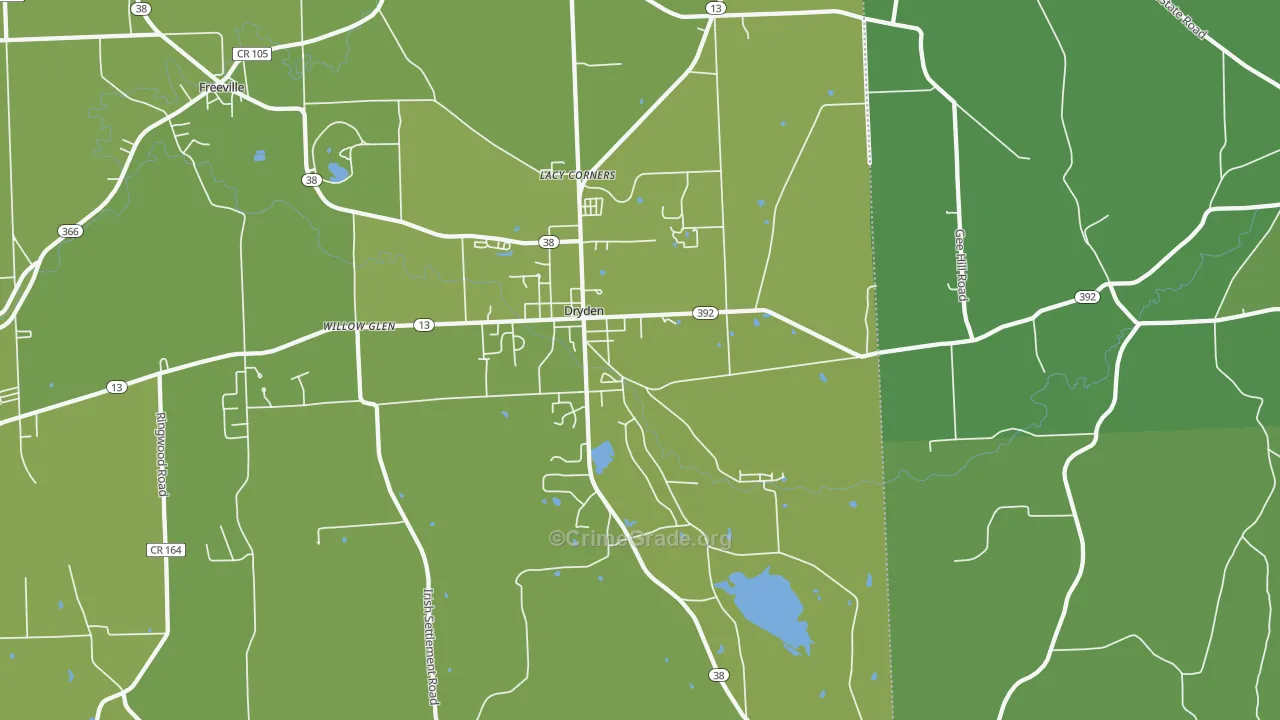 Dryden, NY Map of Vehicle Theft Rates