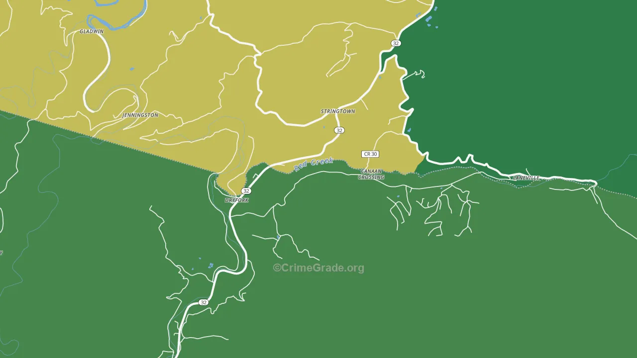 Dryfork, WV Map of Vehicle Theft Rates