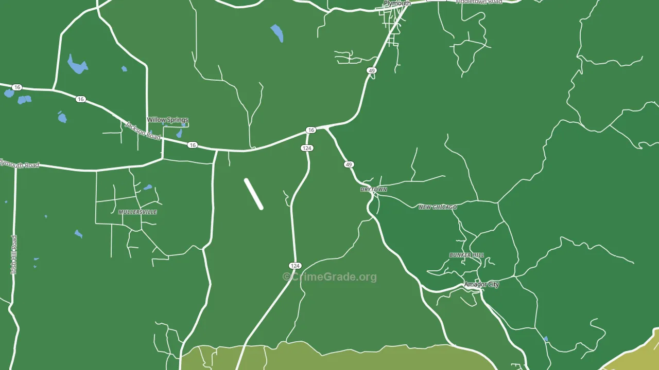 Drytown, CA Map of Vehicle Theft Rates