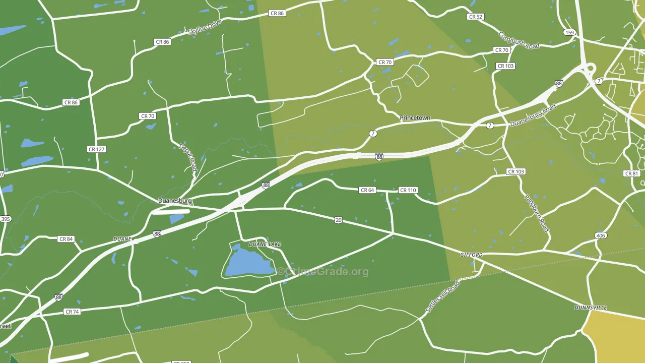 Duanesburg, NY Map of Vehicle Theft Rates