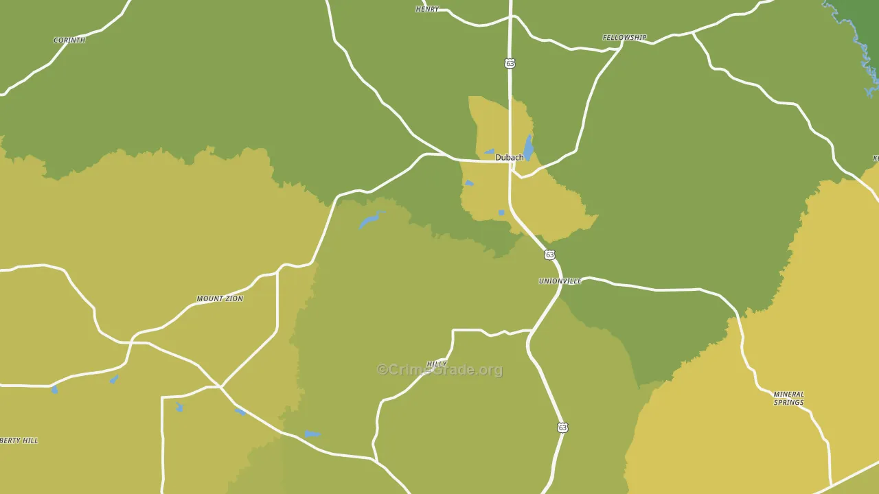 Dubach, LA Map of Vehicle Theft Rates