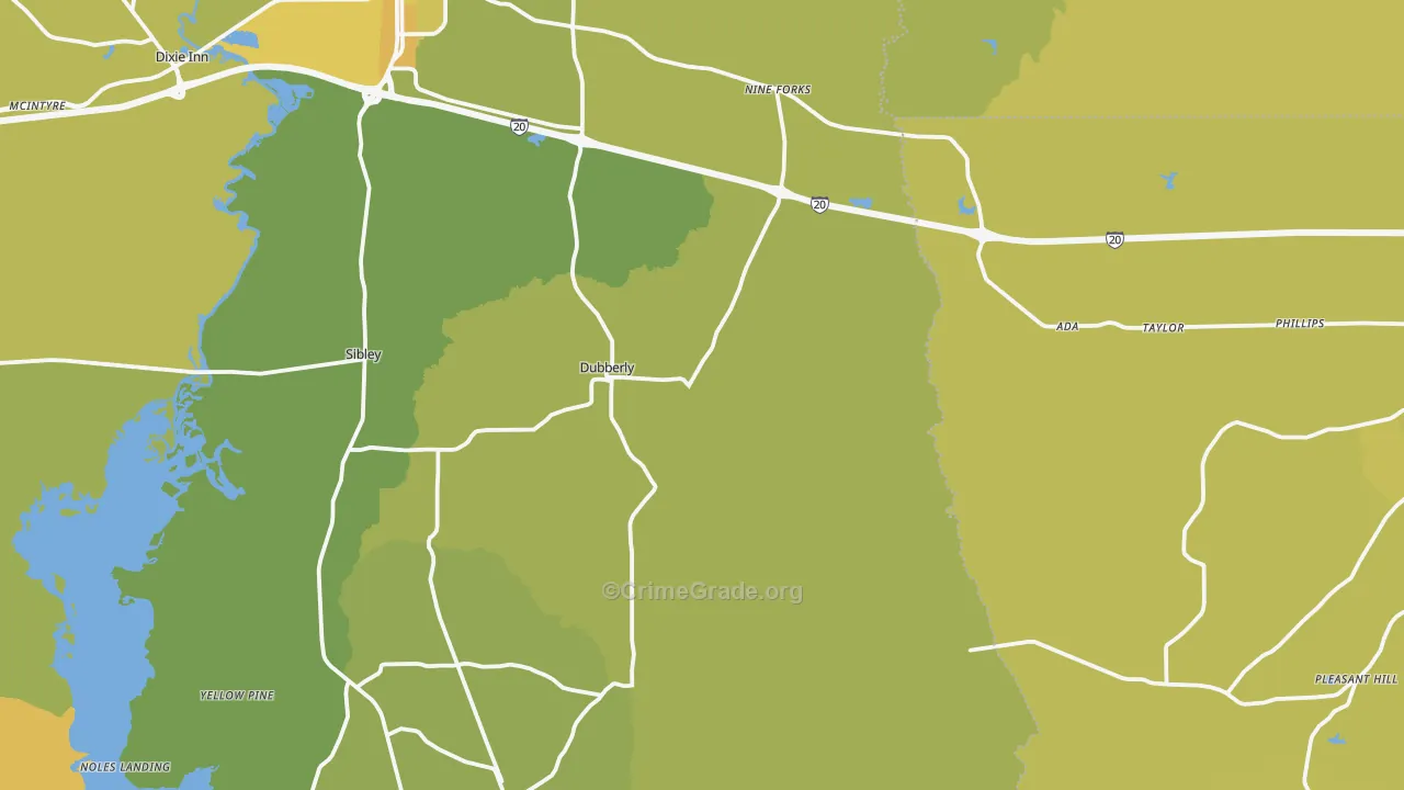 Dubberly, LA Map of Vehicle Theft Rates