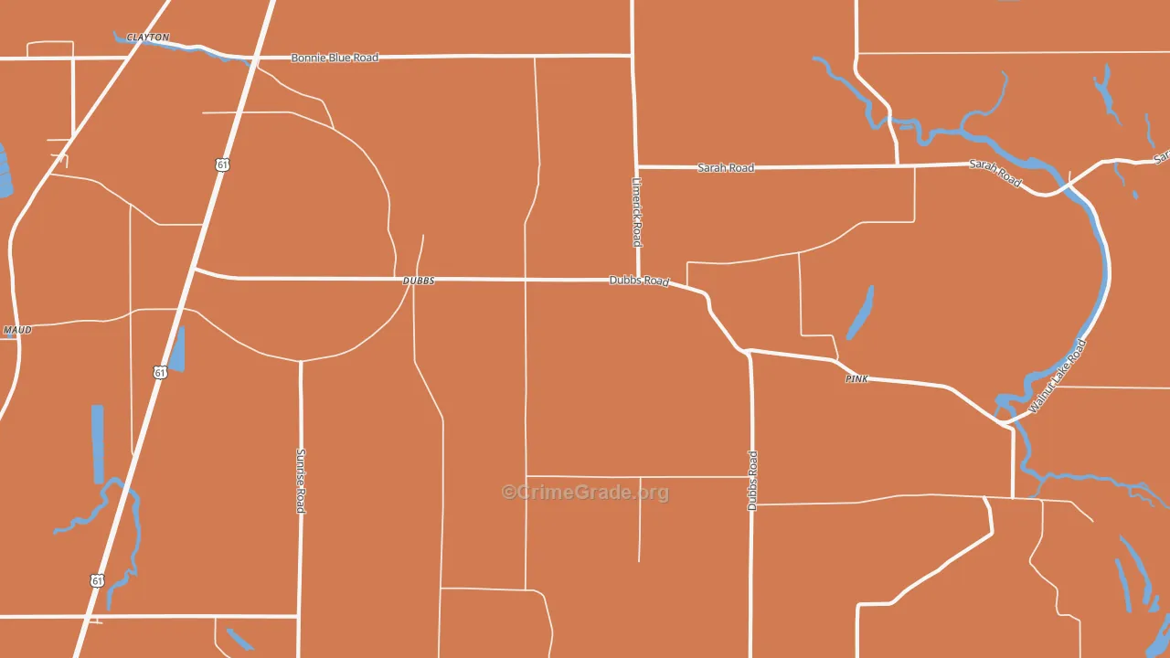 Dubbs, MS Map of Vehicle Theft Rates