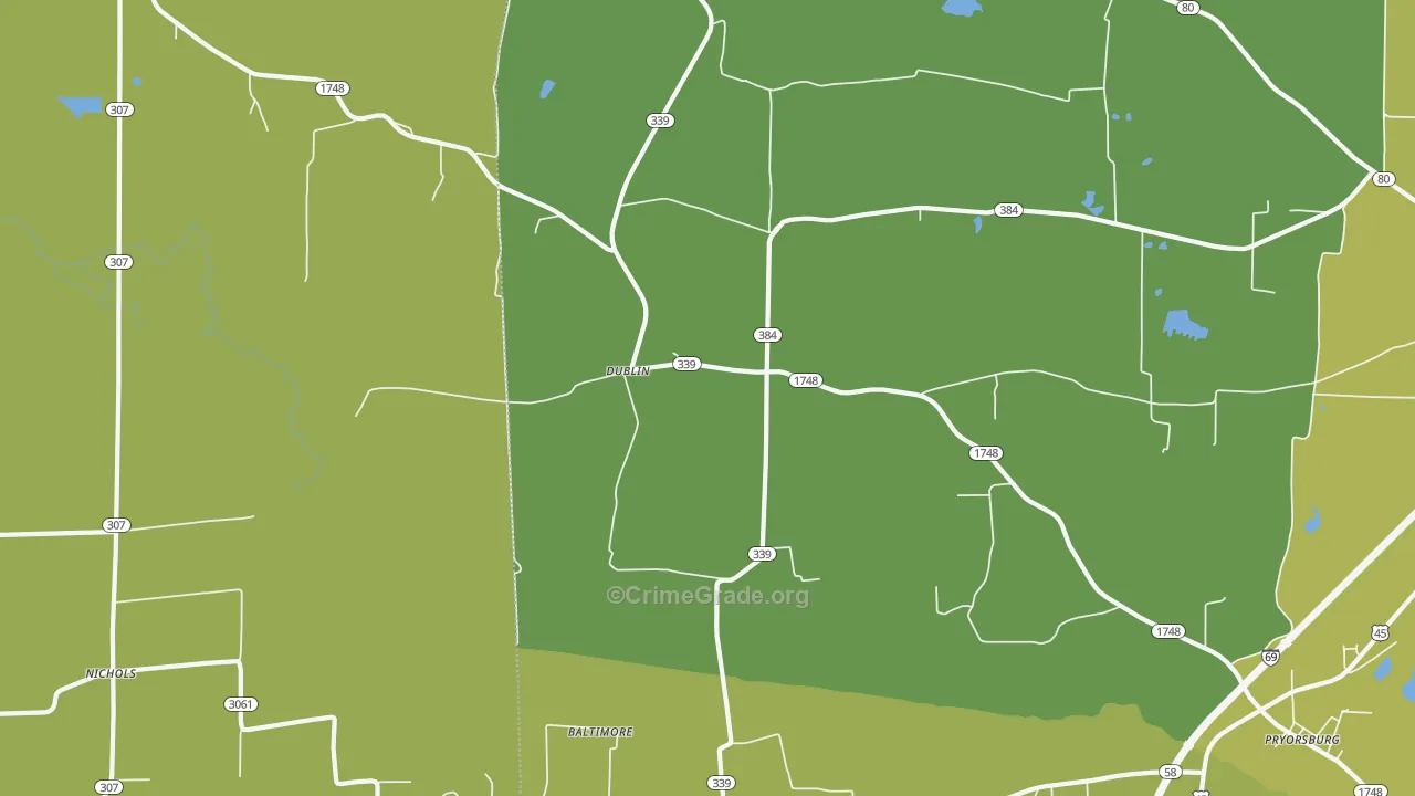 Dublin, KY Map of Vehicle Theft Rates