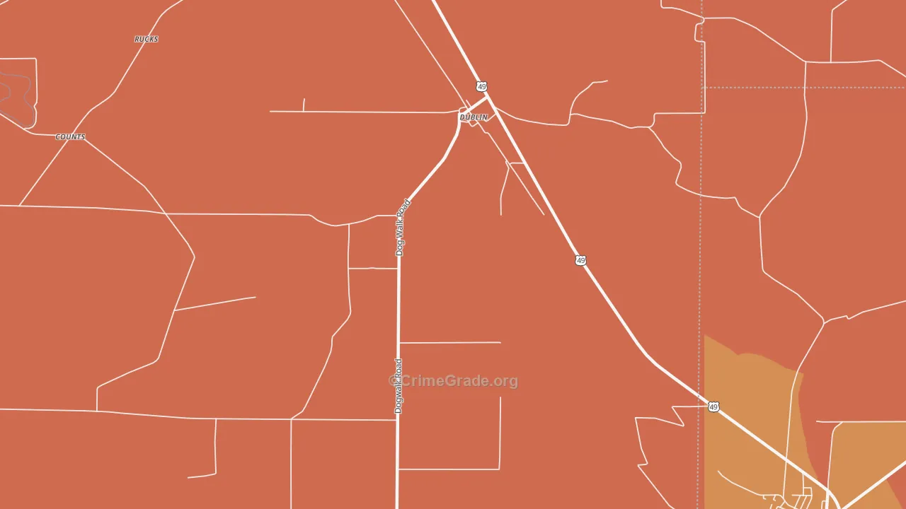 Dublin, MS Map of Vehicle Theft Rates