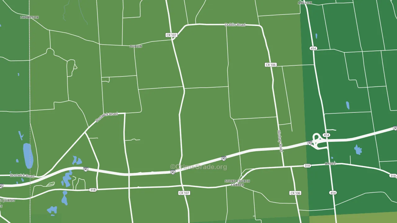 Dublin, NY Map of Vehicle Theft Rates
