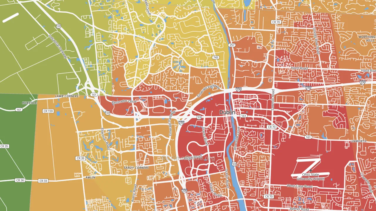 Dublin, OH Map of Vehicle Theft Rates