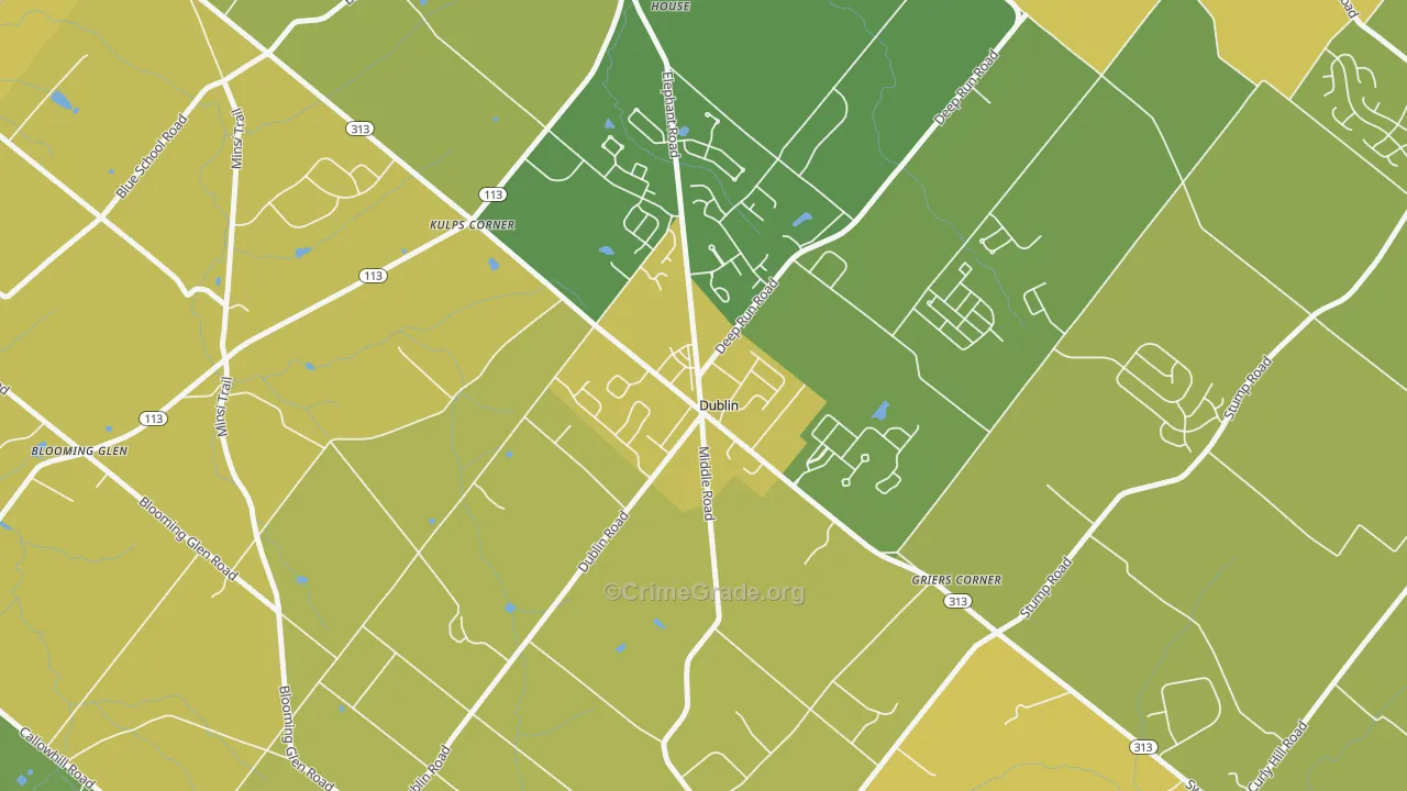 Dublin, PA Map of Vehicle Theft Rates