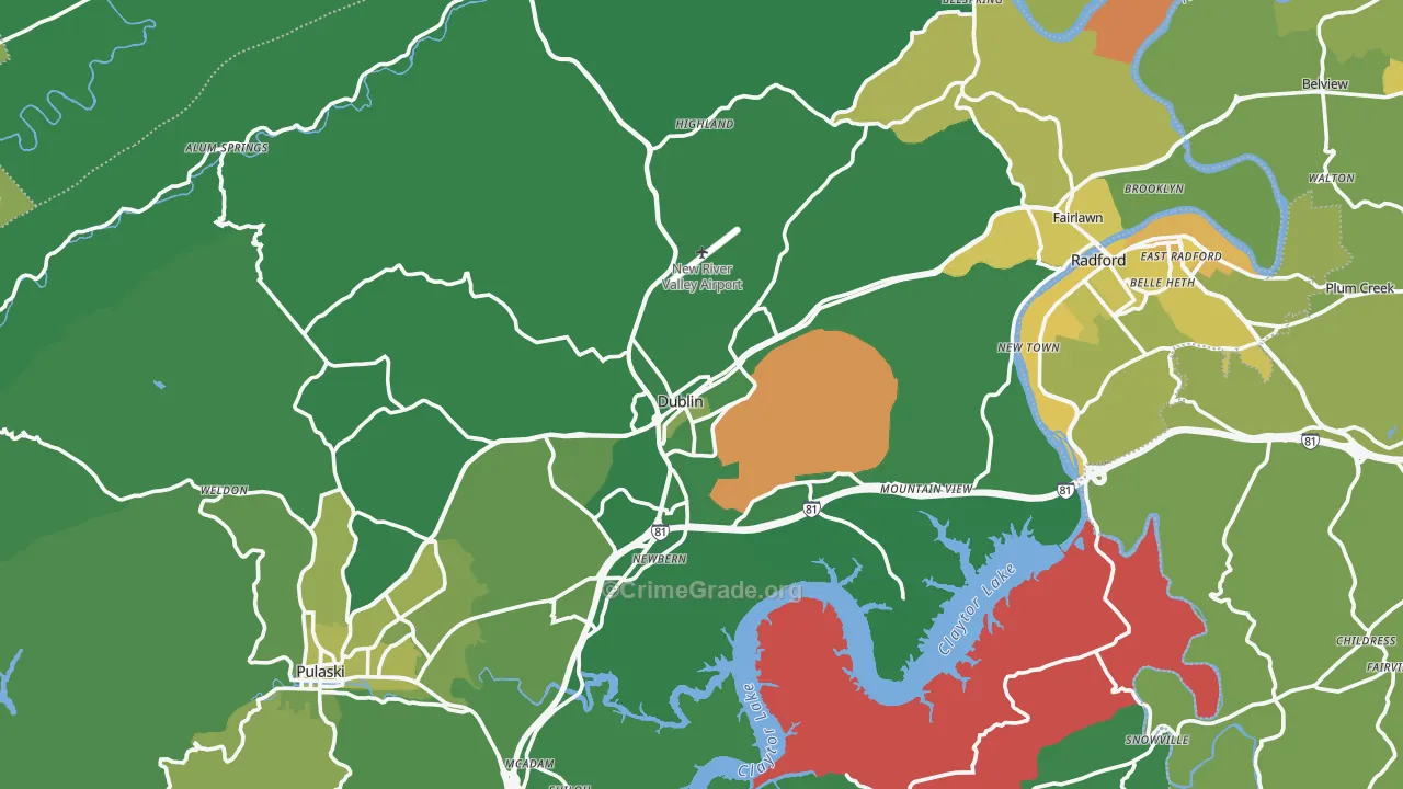 Dublin, VA Map of Vehicle Theft Rates